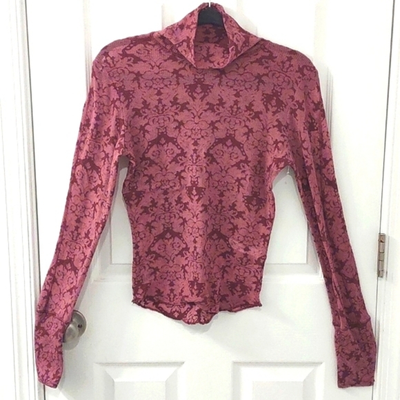 Free People You & I Semi Sheer Mockneck Top in Acai Purple Size Small - Picture 2 of 12
